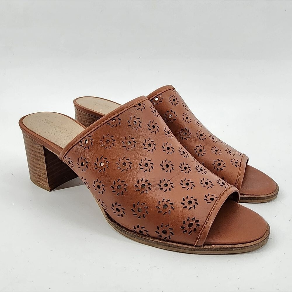 Jack Rogers Ronnie Mocha Perforated Heeled Mule Slides